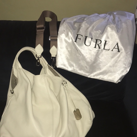 Furla big white leather bag with original dust bag - Picture 5 of 7